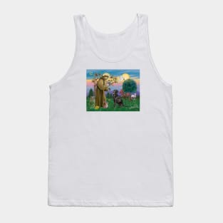 Saint Francis Blesses a Black Labrador Retriever Tank Top